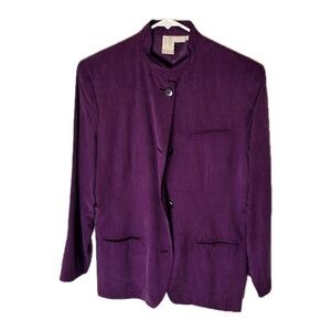 Vintage Clifford and Wills Blouse – Petite Size 8 – Purple – 100% Silk